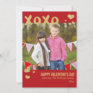 Tarjetas El día de San Valentín XOXO Purpurina dor