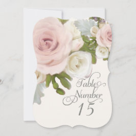 Tarjetas elegantes con números de mesa Rosa con ho