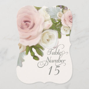 Tarjetas elegantes con números de mesa Rosa con ho