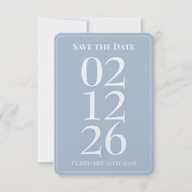 Tarjetas Elegantes de Ahorro de Fecha de Boda Azul (Anverso)