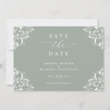 Tarjetas Elegantes de Ahorro de Fecha de Boda Verd
