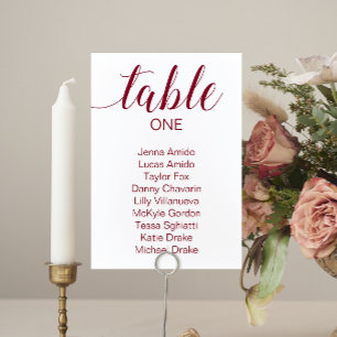 Tarjetas elegantes de la tabla de asientos de los 