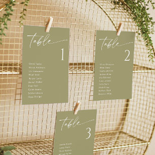 Tarjetas elegantes de la tabla verde de asientos d