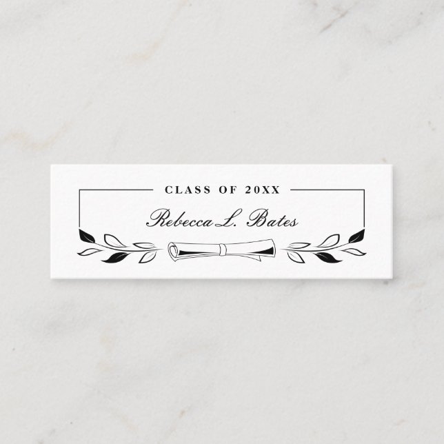 Tarjetas elegantes de nombres de graduados negros  (Anverso)