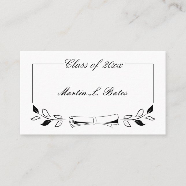Tarjetas elegantes de nombres de graduados negros  (Anverso)