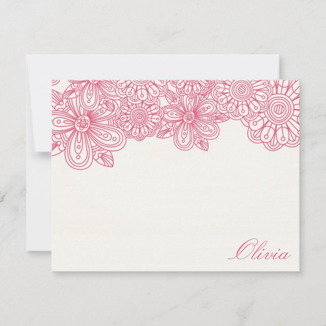 Tarjetas Elegantes De Nota Floral (Cáncer De Mama) (Anverso)