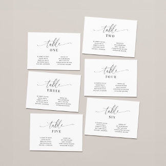 Tarjetas elegantes de número de mesa y carta de as