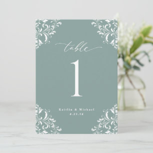 Tarjetas elegantes de números de mesa de boda en v