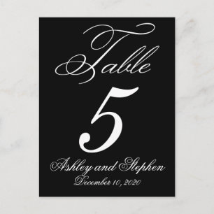 Tarjetas elegantes de números de tabla de Boda de