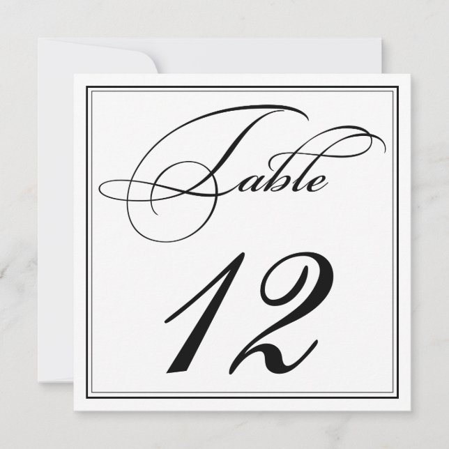 Tarjetas elegantes de números de tabla en blanco y (Anverso)