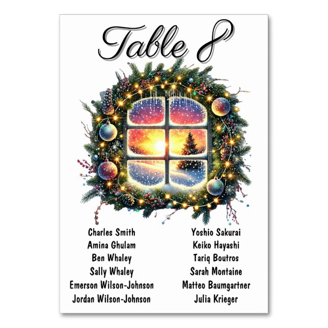 Tarjetas elegantes de tabla de Boda de Navidad (Anverso)