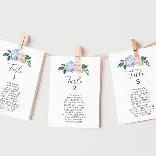 Tarjetas elegantes de tabla de hidrangea número de
