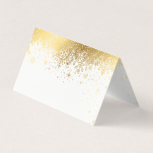 Tarjetas elegantes del lugar del blanco y del oro