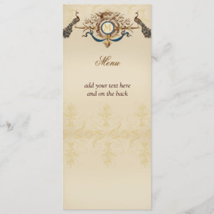 Tarjetas elegantes del menú de la boda del pavo