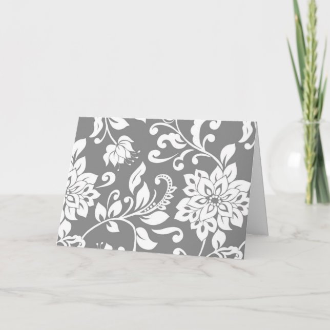 Tarjetas Elegantes Grises Y Blancas Con Flores (Anverso)