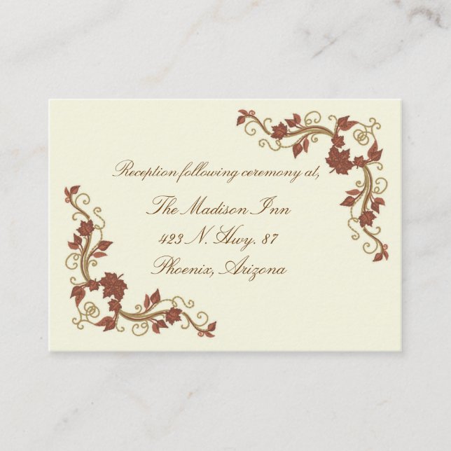 Tarjetas elegantes para la boda de otoño (Anverso)