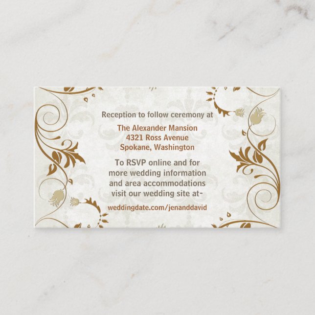 Tarjetas elegantes para la boda de otoño (Anverso)