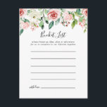 Tarjetas elegantes para la lista de baldes florale<br><div class="desc">Estas elegantes tarjetas florales de otoño son la actividad perfecta para una recepción de boda moderna o una ducha de novia. El diseño presenta rosas rosas rosas rosas, blancas y rosadas, peonías con follaje verde agrupadas en ramos, acentuando los hermosos colores otoñales. El signo de la lista de cubo se...</div>