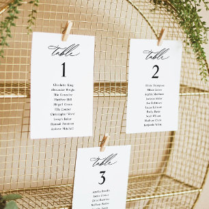 Tarjetas elegantes para la tabla de asientos de bo