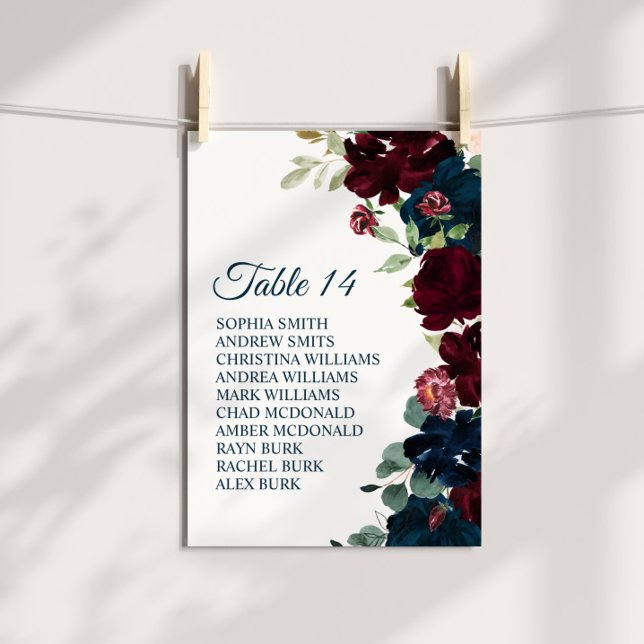 Tarjetas elegantes para sillas florales de Borgoña (Subido por el creador)