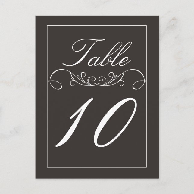 Tarjetas elegantes Swirl Black Boda Table Number (Anverso)