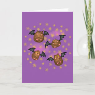 Tarjetas en blanco de murciélagos lindos y mimosos