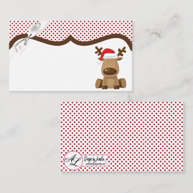 Tarjetas en blanco Navidades de renos XMAS Polka D (Anverso / Reverso)