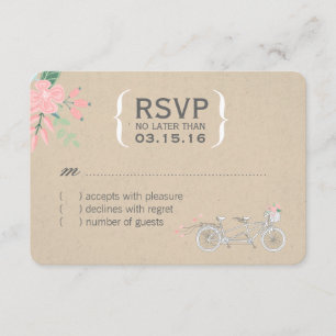 Tarjetas en tándem lindas de RSVP de la bici