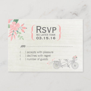 Tarjetas en tándem lindas de RSVP de la bici