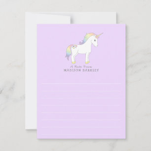 Tarjetas estacionales planas de unicornio para niñ