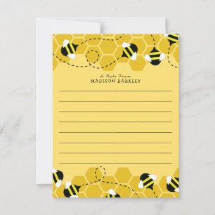 Tarjetas estacionales planas y cortas de abejas