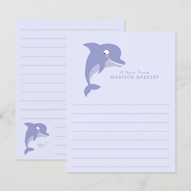 Tarjetas estacionarias planas de delfines (Anverso / Reverso)