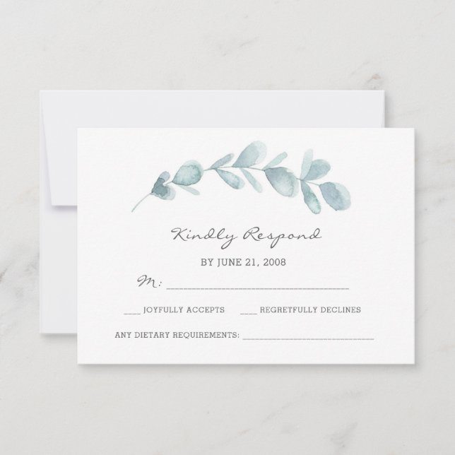 Tarjetas Eucalyptus garden watercolor RSVP (Anverso)