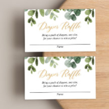 Tarjetas Eucalyptus oro para bebé ducha de pañales