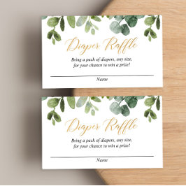 Tarjetas Eucalyptus oro para bebé ducha de pañales