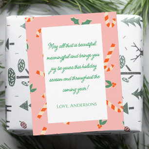 Tarjetas familiares de caramelos de Navidad rosa b
