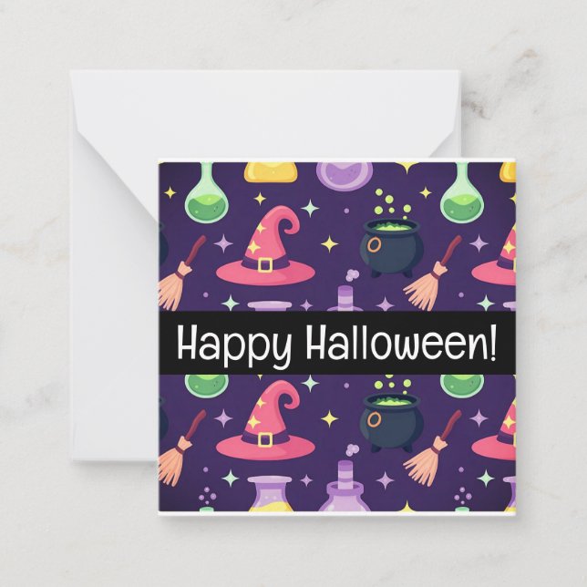 Tarjetas felices de Halloween, lindas, ¡abastecete (Anverso)