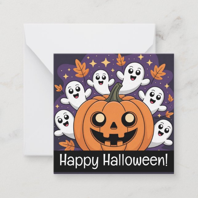 Tarjetas felices de Halloween, lindas, ¡abastecete (Anverso)