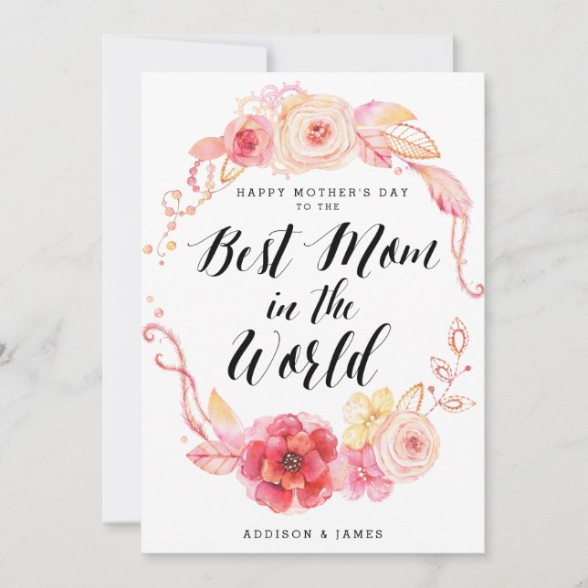 Tarjetas Feliz Día De La Madre A La Mejor Mamá Del (Anverso)