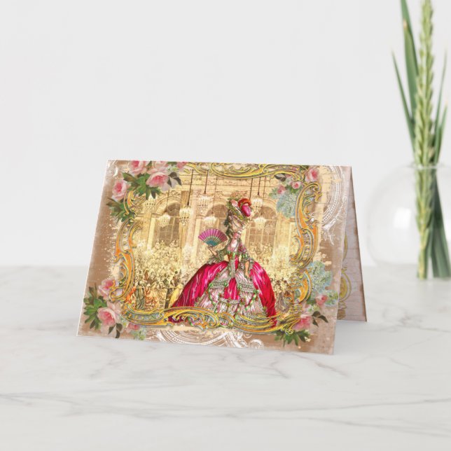 Tarjetas Fiestas rosas Marie Antoinette Versailles (Anverso)