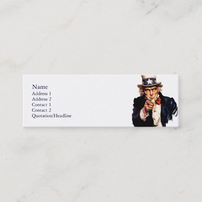 Tarjetas flacas del perfil del tío Sam (Anverso)