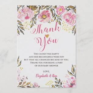 Tarjetas Floral Baby Shower Gracias