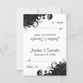 Tarjetas Floral Black and White Boda Table Place
