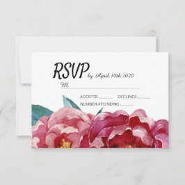 Tarjetas Floral Burgundy Marsala Peony RSVP