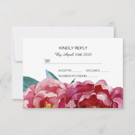 Tarjetas Floral Burgundy Marsala Peony RSVP