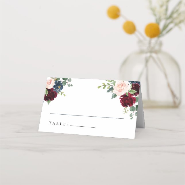 Tarjetas Floral Burgundy Rubor Place (Anverso)