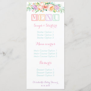 Tarjetas florales del menú del sorbete en colores