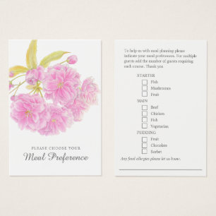 tarjetas florales rosadas preferentes a las comida