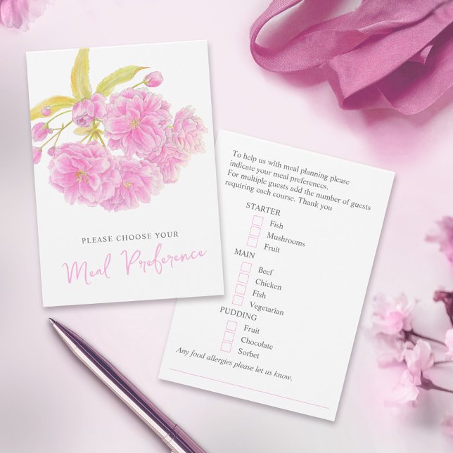 tarjetas florales rosadas preferentes a las comida (Subido por el creador)