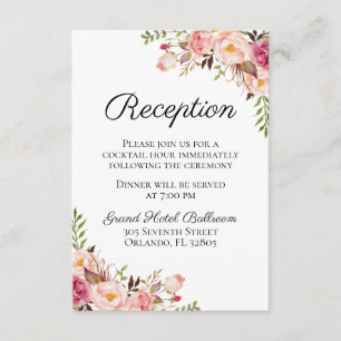 Tarjetas florales rosadas rústicas de la recepción